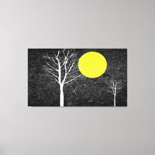 Full Moon at Night Abstract Painting Canvas Print