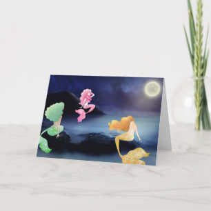 Full Moon at the Mermaid Lagoon Birthday Card