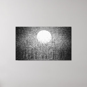 Full moon at winter night   Black and White Art 2 Canvas Print