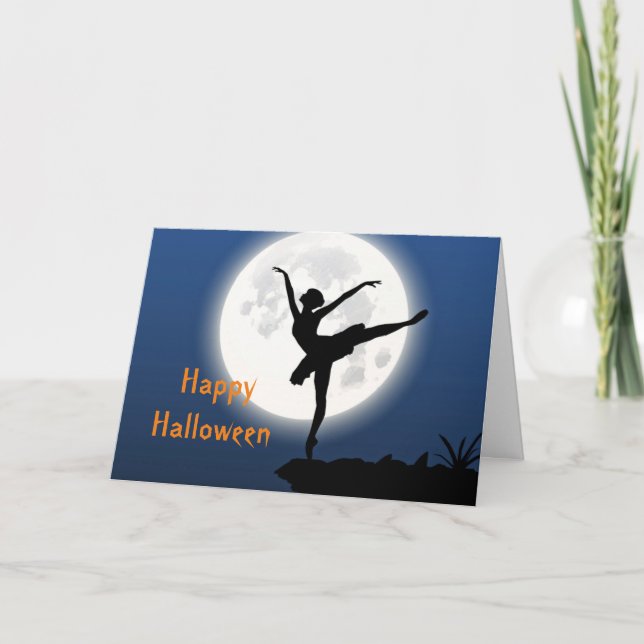 Full Moon Ballet Halloween Card (Front)