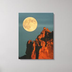 Full Moon Basalt Cliffs Smith Rock State Park Canvas Print