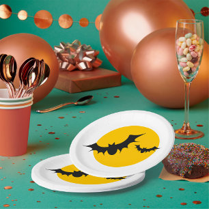 Full Moon Bats Paper Plate