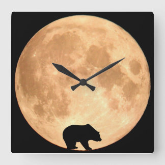 Full Moon Bear Square Wall Clock