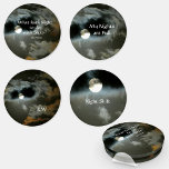 Full Moon Beautiful Night Sky photographic glass Coaster Set<br><div class="desc">These hauntingly beautiful "Night Shift" coaster feature a full moon among moonlit clouds in a beautifully eerie night sky. One quotes John Milton, a 17th century English poet, "What hath Night to do with Sleep?" Another, My Nights are Full. Whether you believe self-control or self-indulgence, these beautiful and unique coasters...</div>