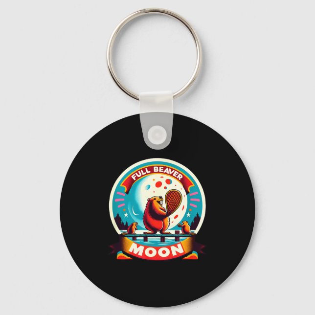Full Moon Beaver  Key Ring (Front)
