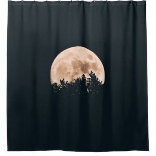 FULL MOON BEHIND A TREE SILHOUETTES SHOWER CURTAIN