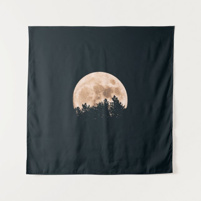 FULL MOON BEHIND A TREE SILHOUETTES TAPESTRY (Front)