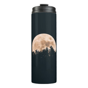 FULL MOON BEHIND A TREE SILHOUETTES THERMAL TUMBLER