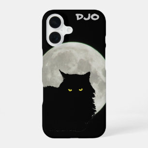 Full Moon Black Cat Resting iPhone 16 Case