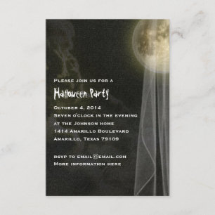 Full Moon Black Night Halloween Party Small Invite