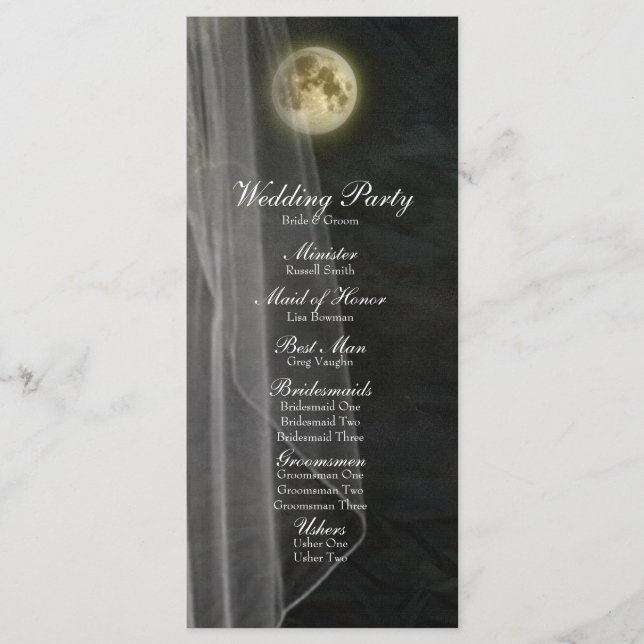 Full Moon Black Night Veil Wedding Program Programme (Front)