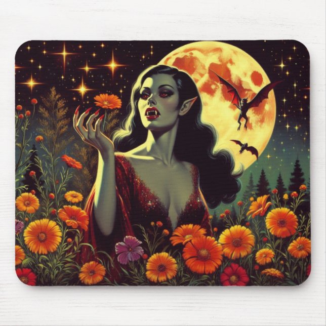 Full Moon Blooms Mouse Mat (Front)