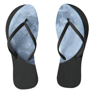 Full Moon blue and black Flip Flops