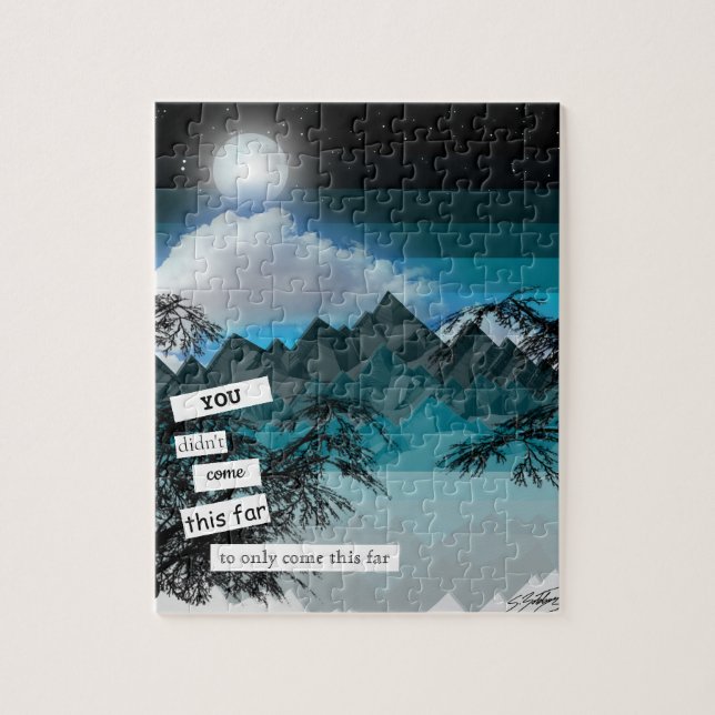 Full Moon Blue Mountain Puzzle by Sara Motolanez (Vertical)