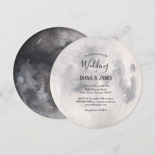 Full Moon Boho Wedding Invitation (Front/Back)