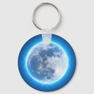 Full Moon Bright Blue Key Ring
