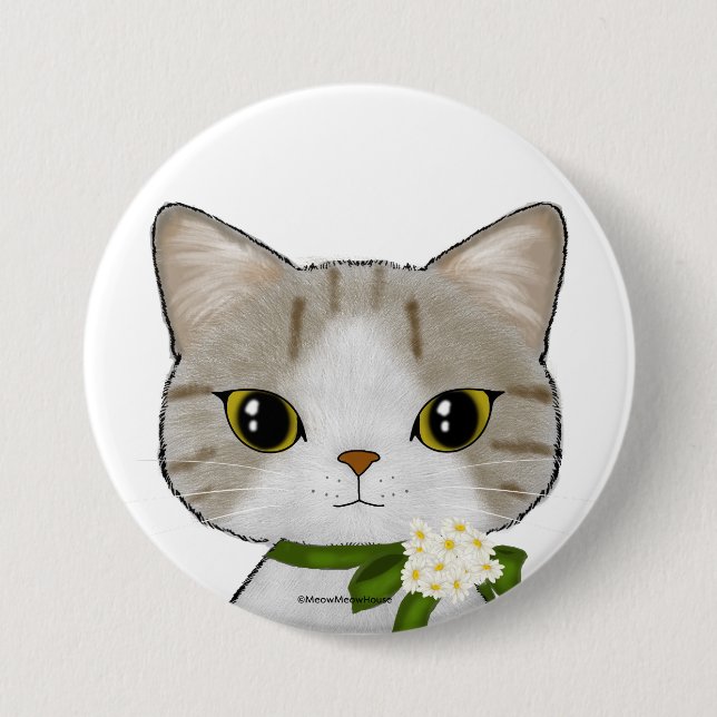 Full Moon Cat 7.5 Cm Round Badge (Front)