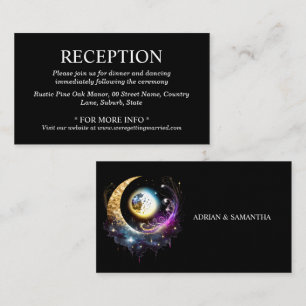 Full moon celestial starry night magenta black enclosure card