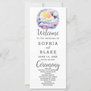 Full Moon Celestial Stars White Wedding Program