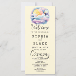 Full Moon Celestial Stars White Wedding Program