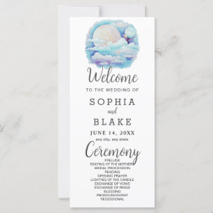 Full Moon Celestial Stars White Wedding Program