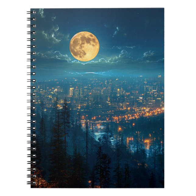 Full Moon, City at Night Notebook (Front)