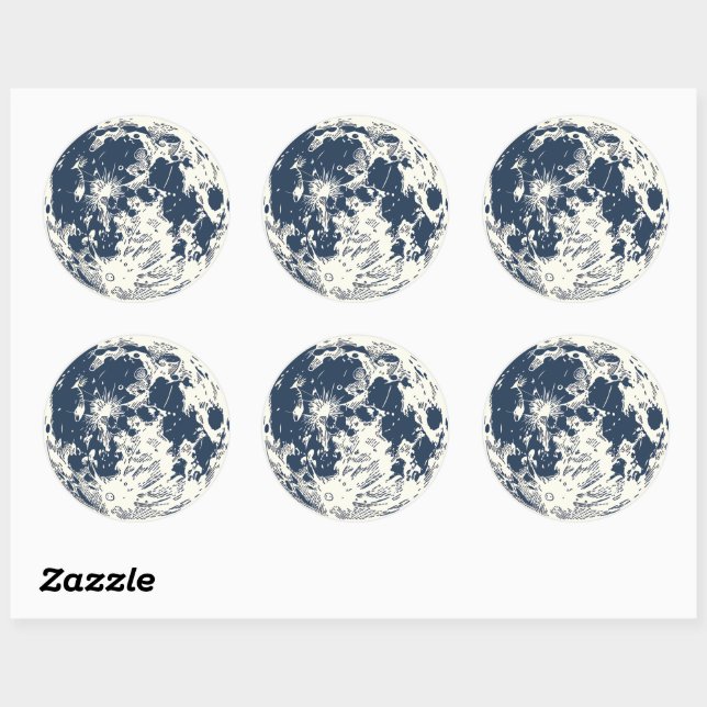 Full Moon Classic Round Sticker (Sheet)