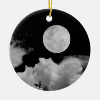 FULL MOON & CLOUDS BLACK & WHITE CERAMIC TREE DECORATION