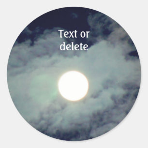 Full Moon Clouds Nature Personalised Classic Round Sticker