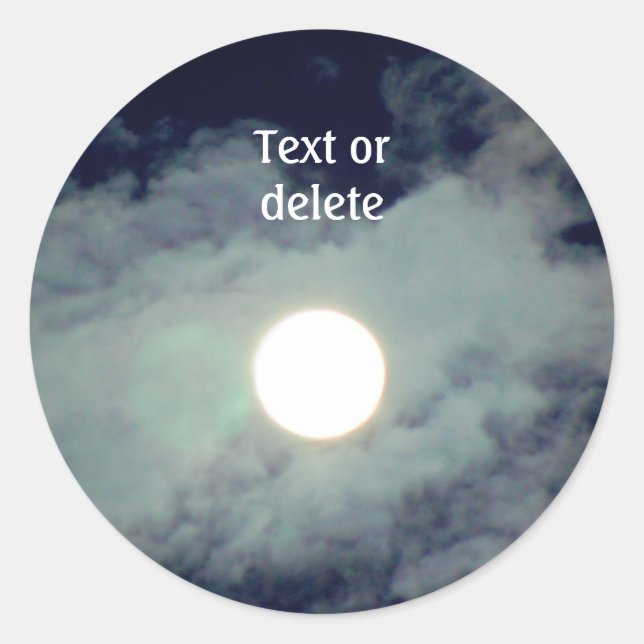 Full Moon Clouds Nature Personalised Classic Round Sticker (Front)