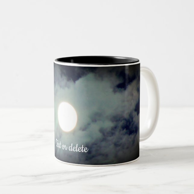 Full Moon Clouds Nature Personalised Two-Tone Coffee Mug (Front Right)
