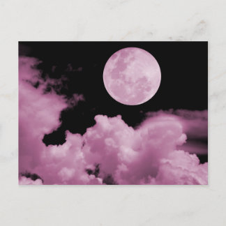FULL MOON CLOUDS PINK POSTCARD