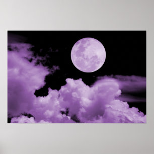 FULL MOON CLOUDS PURPLE POSTER