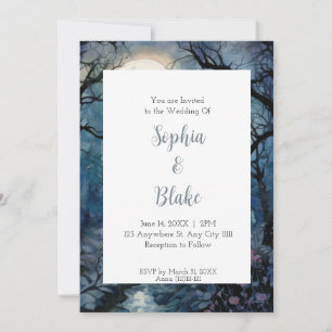 Full Moon Creepy Tree Branches Alt Wedding Invitation