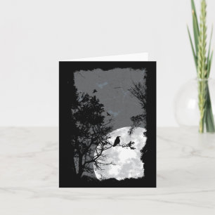 Full Moon Crow Gloomy Forest Costume Awesome Hallo Card