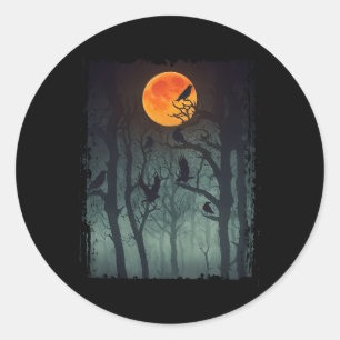 Full Moon Crow Gloomy Forest Costume Awesome Hallo Classic Round Sticker