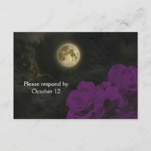 Full Moon Deep Purple Ghost Roses RSVP Card