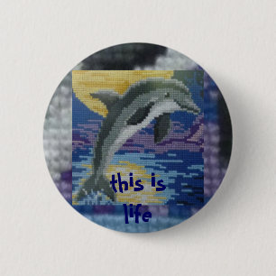 Full moon dolphin 6 cm round badge