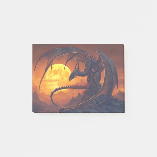 Full Moon Dragon Fantasy Post-it Notes (Front)