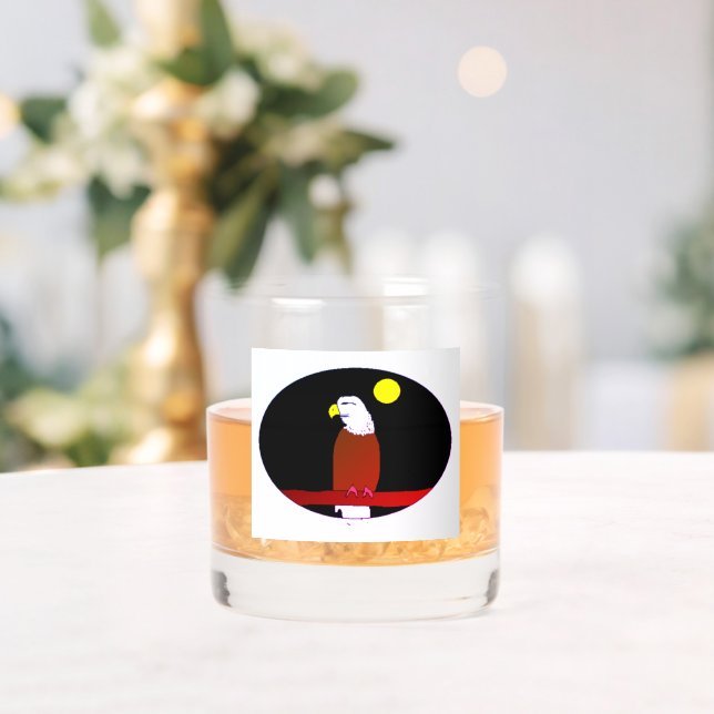 Full Moon Eagle Printed Rocks Glass (Insitu (Wedding))