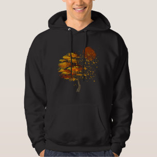 Full Moon Flock Of Birds Tree Outdoor Wildlife Nat Hoodie
