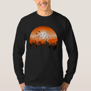 Full Moon Flock Of Birds Tree Outdoor Wildlife Nat T-Shirt