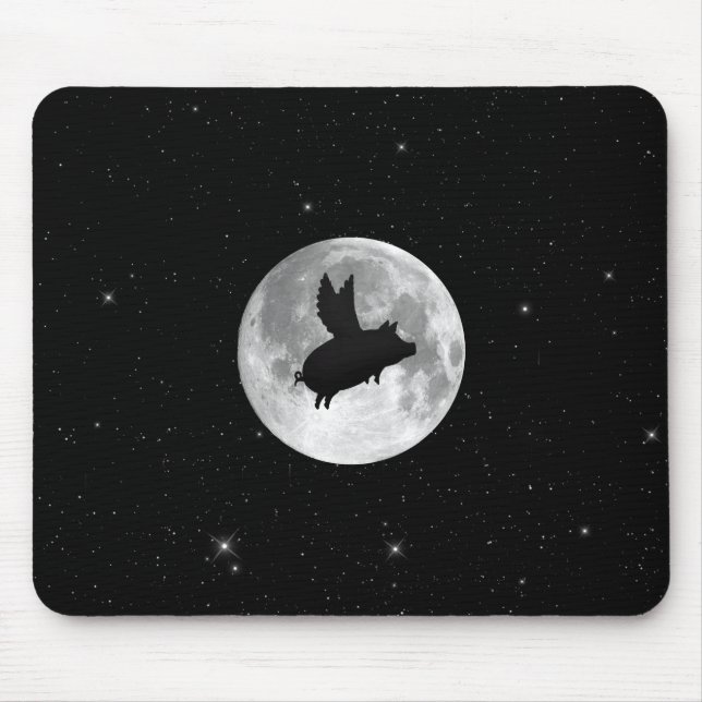 full moon flying pig mouse mat (Front)