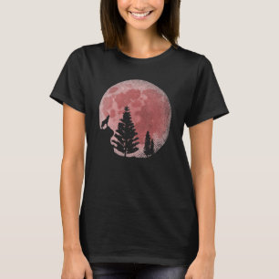 Full Moon Forest Animal Predator Red Moon Howling  T-Shirt
