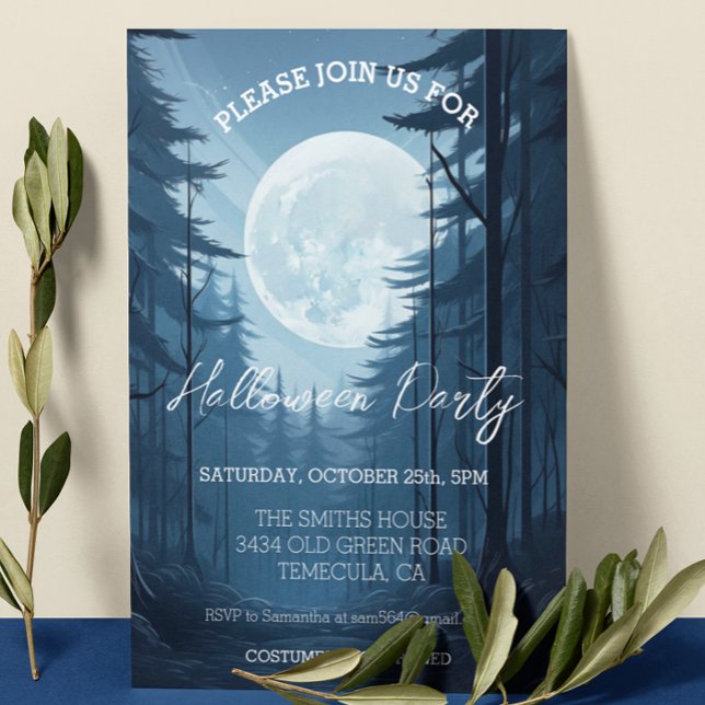 Full Moon Forest Halloween Party Invitation (Creator Uploaded)