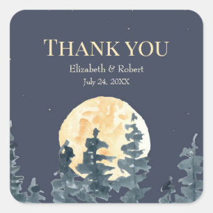 Full Moon Forest Wedding Thank You Sticker