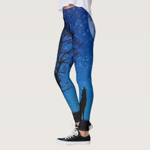 Full Moon Forest wolf Leggings