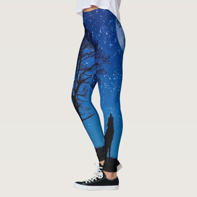 Full Moon Forest wolf Leggings (Left)