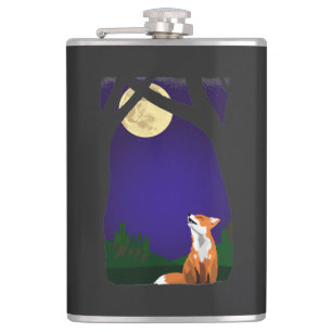 Full moon fox hip flask