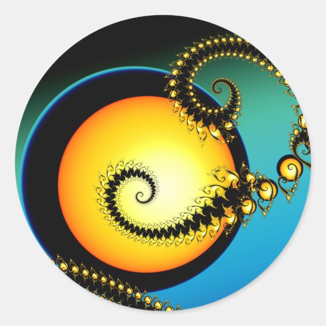 Full Moon Fractal Art Spiral Classic Round Sticker (Front)
